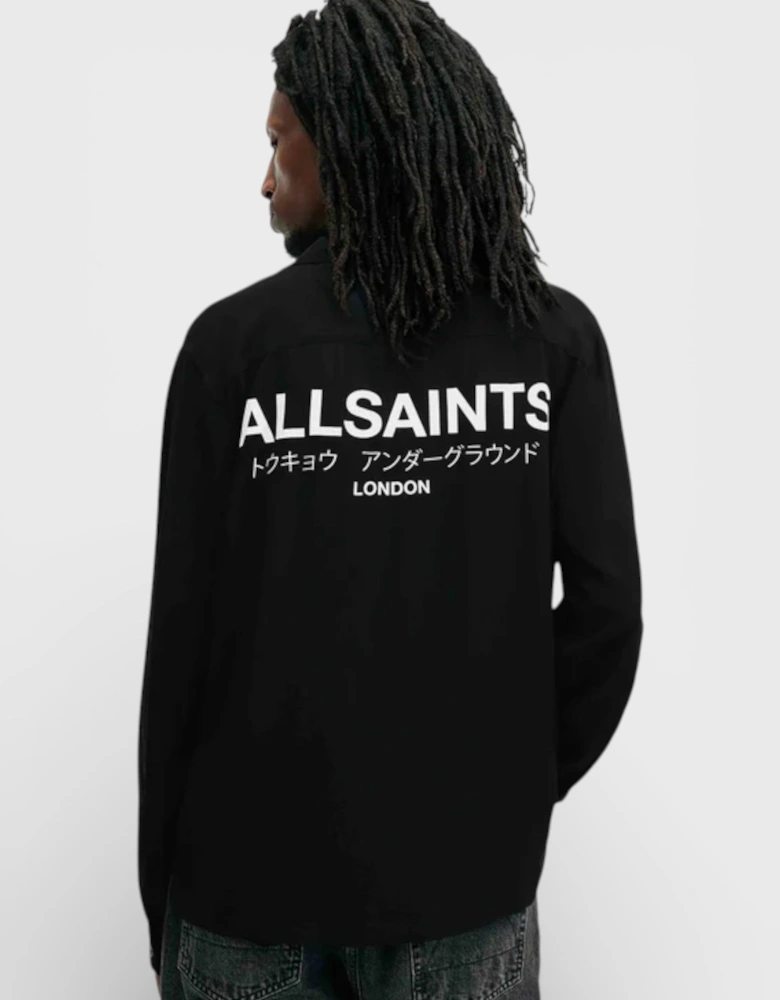 All Saints Underground Long Sleeve Relaxed Fit Shirt Black