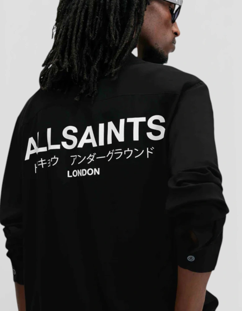 All Saints Underground Long Sleeve Relaxed Fit Shirt Black