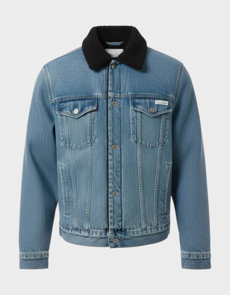 90S Sherpa Trucker Denim Jacket Pocono Blue Black