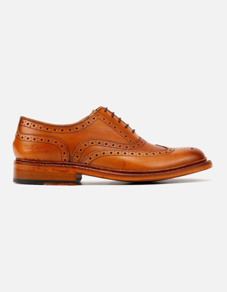 Sugarman Brogue Leather Men's Tan Lace-Up Shoes