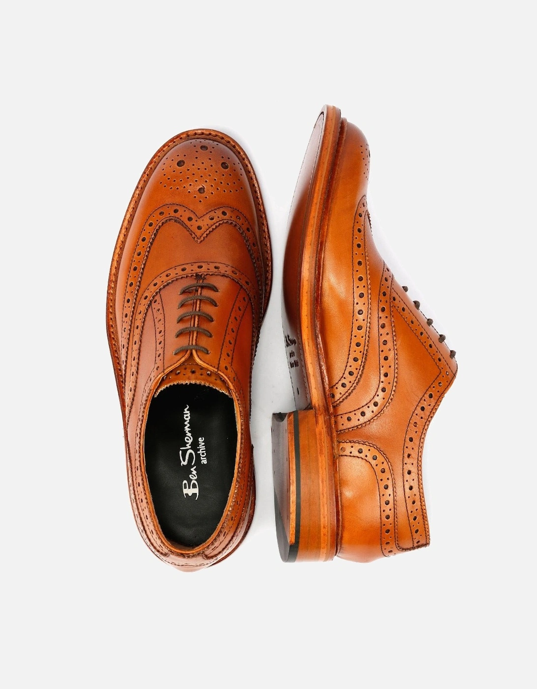 Sugarman Brogue Leather Men's Tan Lace-Up Shoes