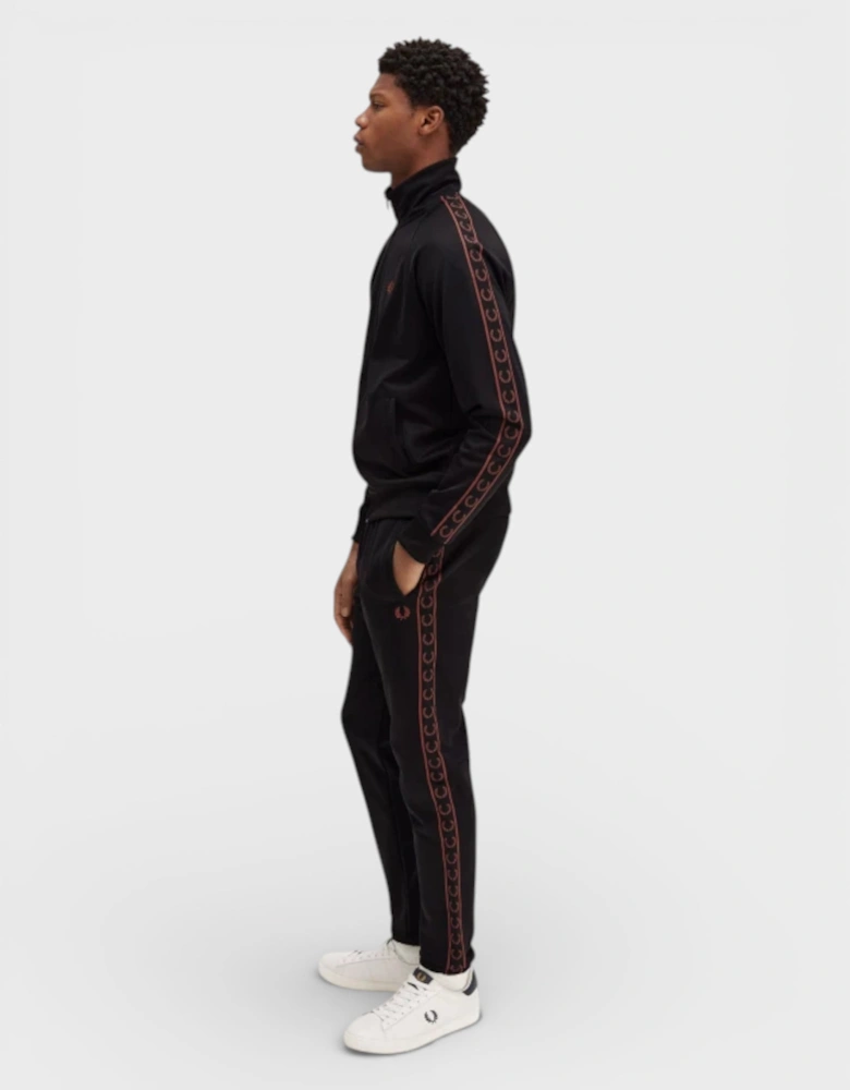 Contrast Taped Track Pants Black Brown