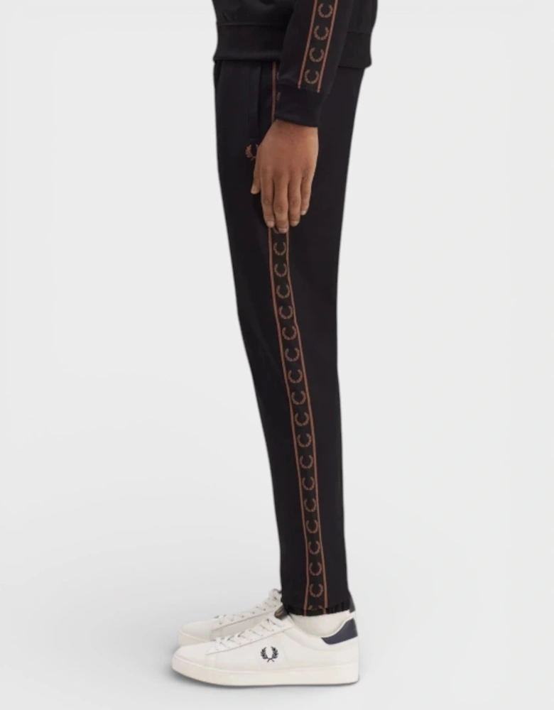Contrast Taped Track Pants Black Brown