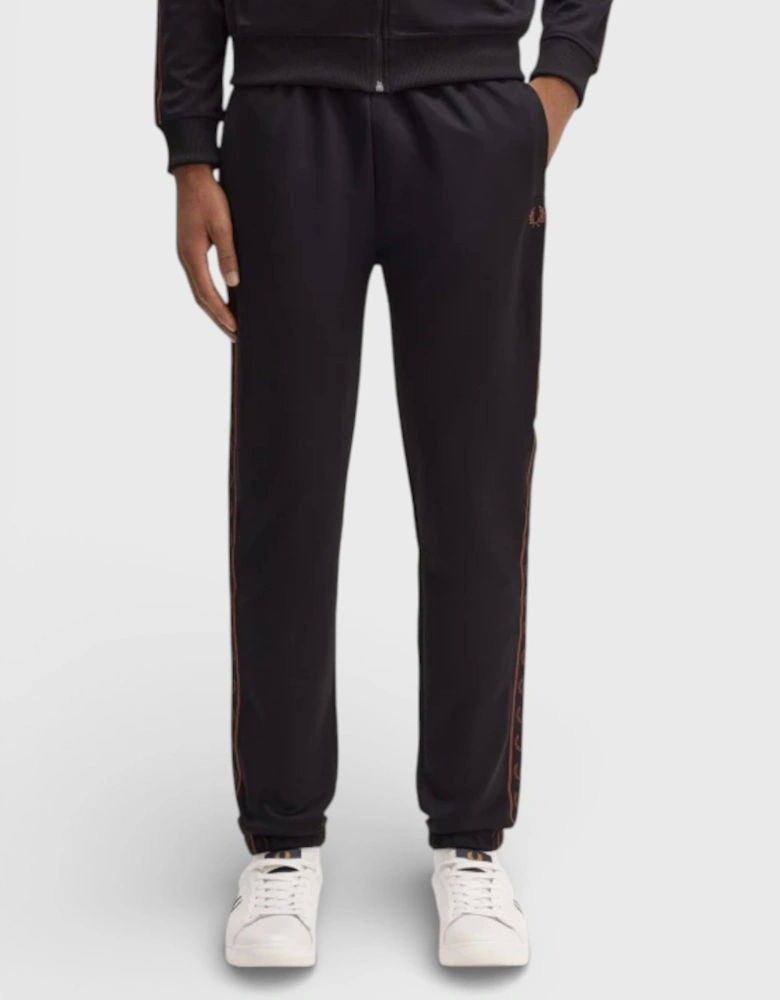 Contrast Taped Track Pants Black Brown