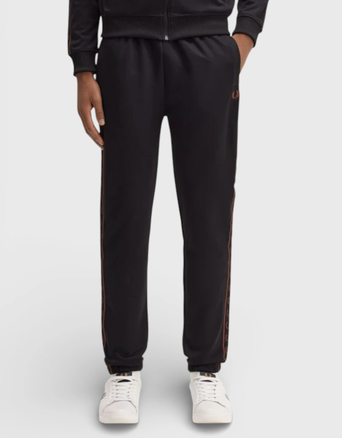 Contrast Taped Track Pants Black Brown