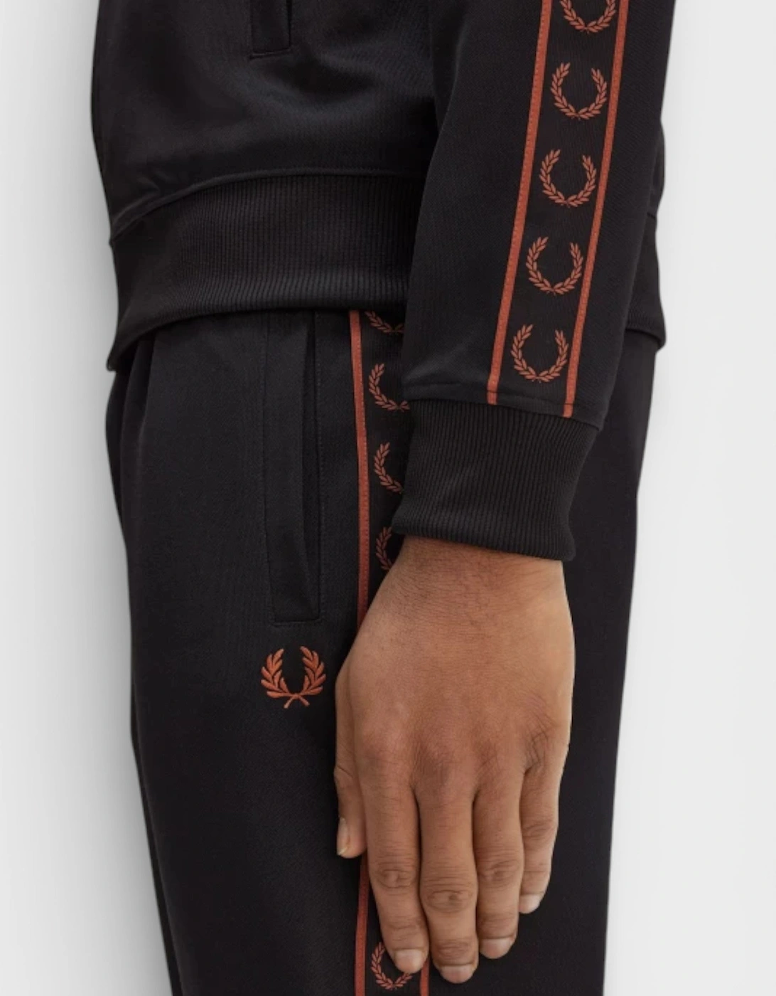 Contrast Taped Track Pants Black Brown