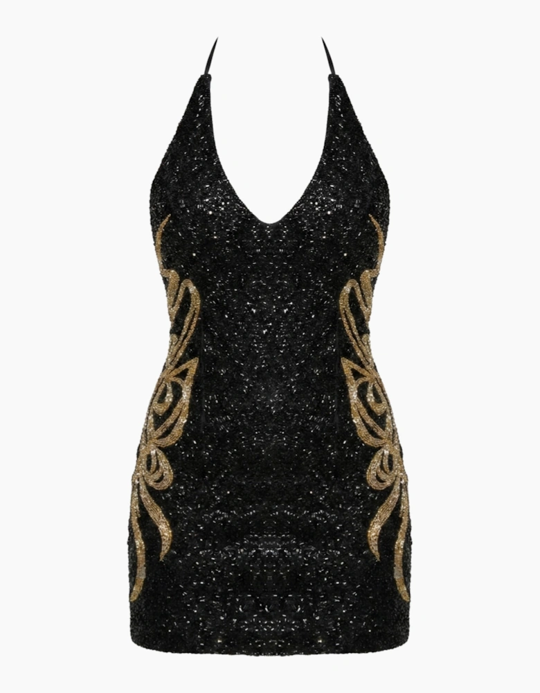 × Bárbara Hulanicki  Aurelia Noir Halter Neck Mini Dress