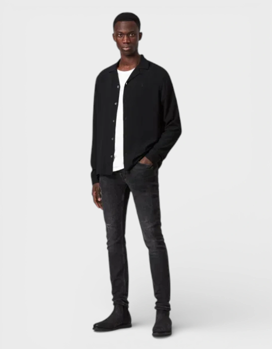 All Saints Venice Long Sleeve Shirt Black