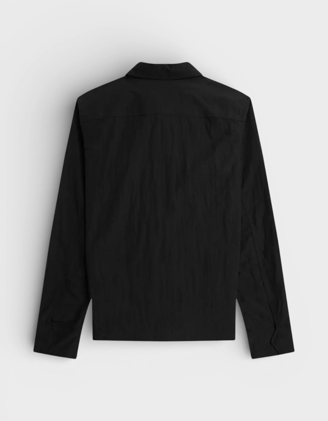 Mens Long Sleeve Zip Overshirt Black