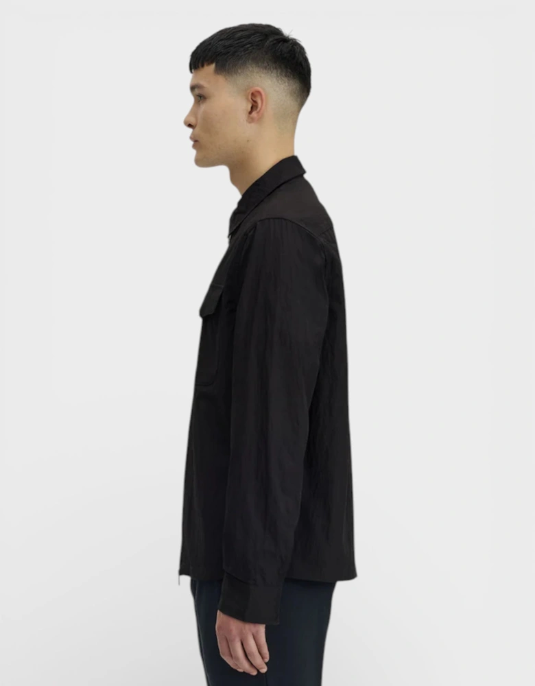 Mens Long Sleeve Zip Overshirt Black