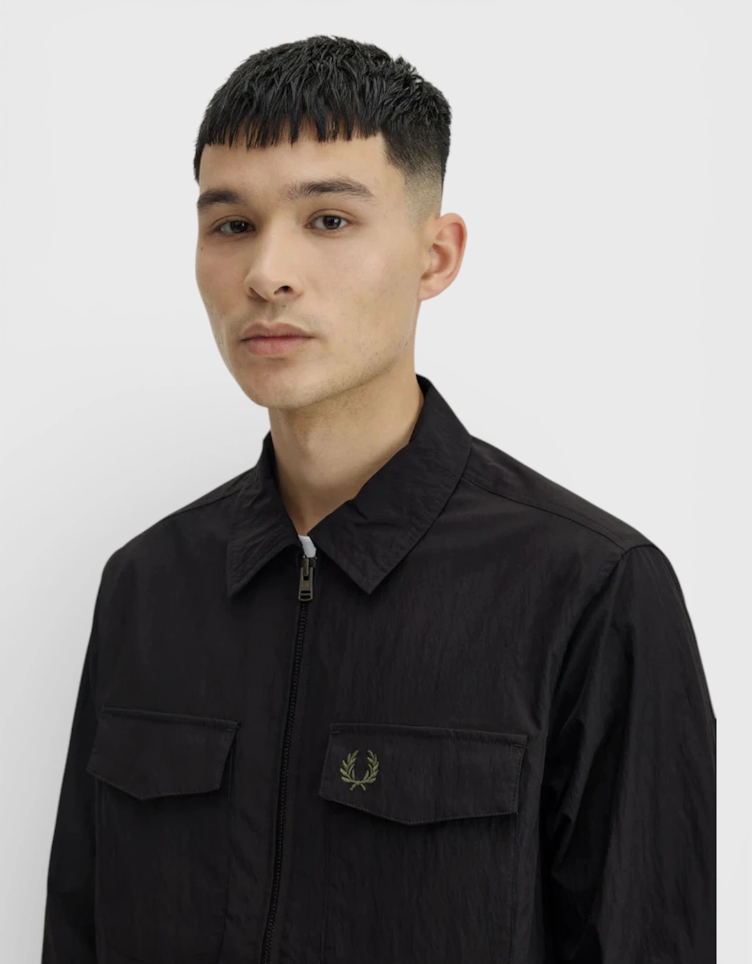 Mens Long Sleeve Zip Overshirt Black