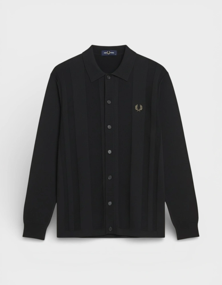 Knitted Long Sleeve Button Shirt Black