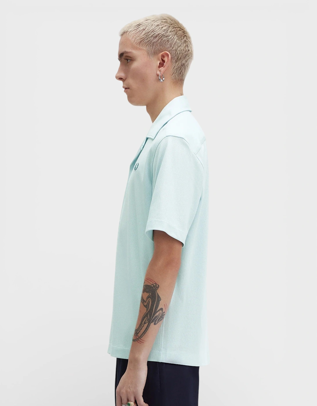 Fred Perry Compress Mesh Revere Shirt Light Ice Blue