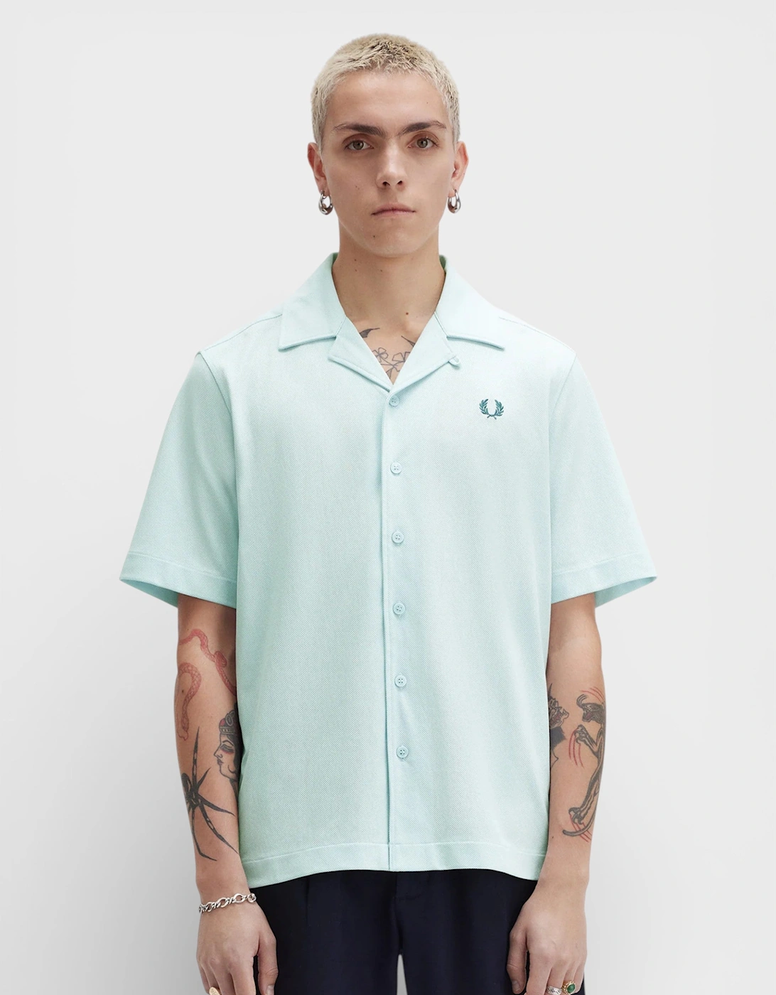 Fred Perry Compress Mesh Revere Shirt Light Ice Blue