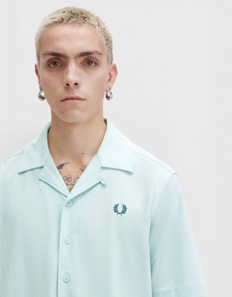 Fred Perry Compress Mesh Revere Shirt Light Ice Blue