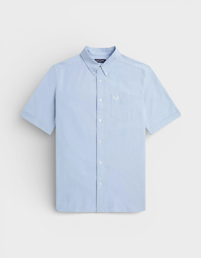 Cotton Short Sleeve Oxford Shirt Blue