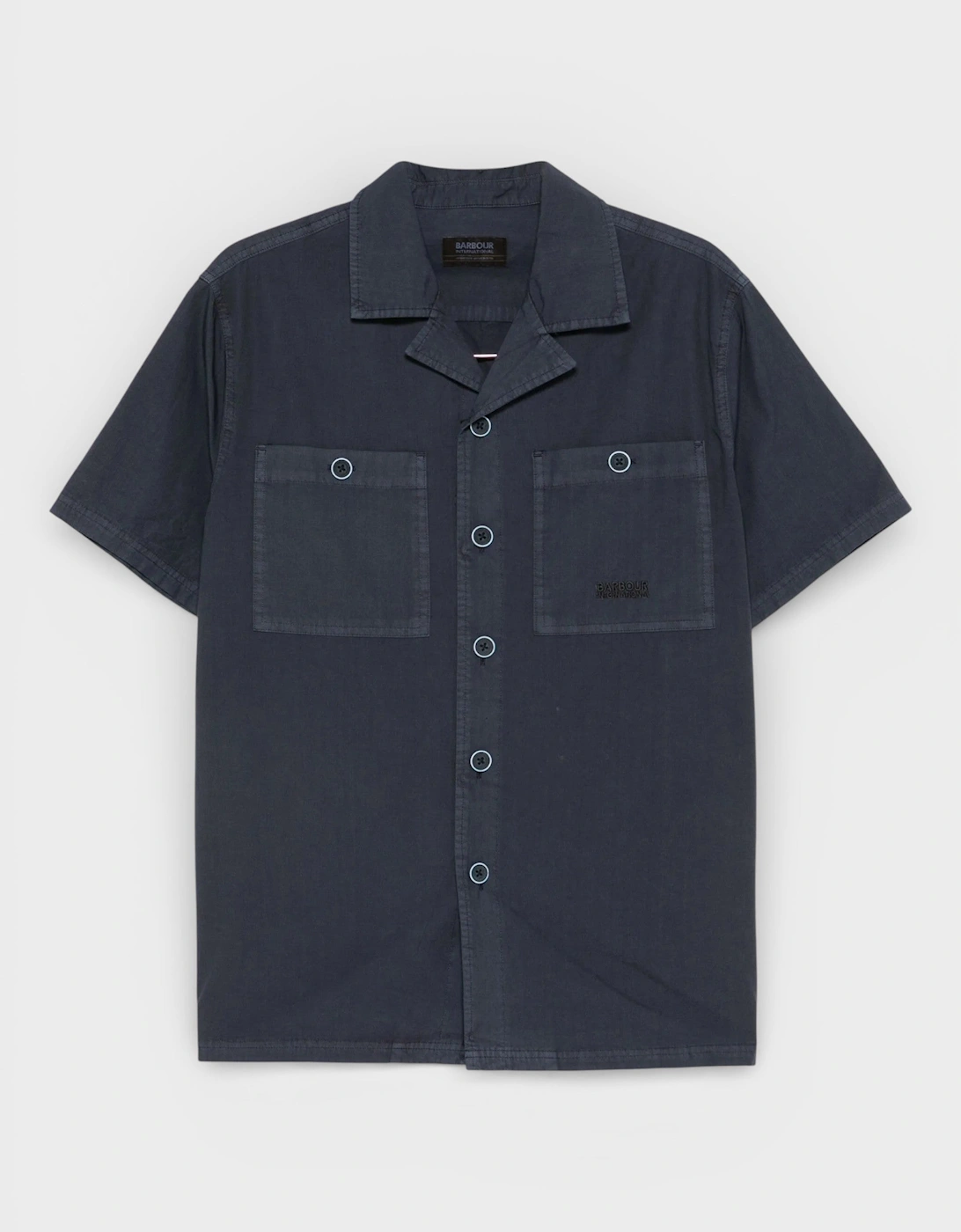 Barbour Men's International Kenneth Garment Dye Short Sleeve Shirt - Navy - Size: 38/Regular