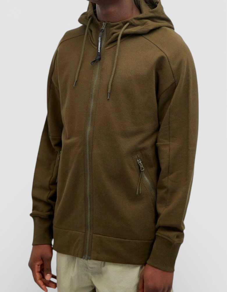 C.P. Company Diagonal Fleece Zip Goggle Hoodie Ivy Green