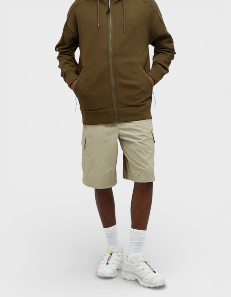 C.P. Company Diagonal Fleece Zip Goggle Hoodie Ivy Green