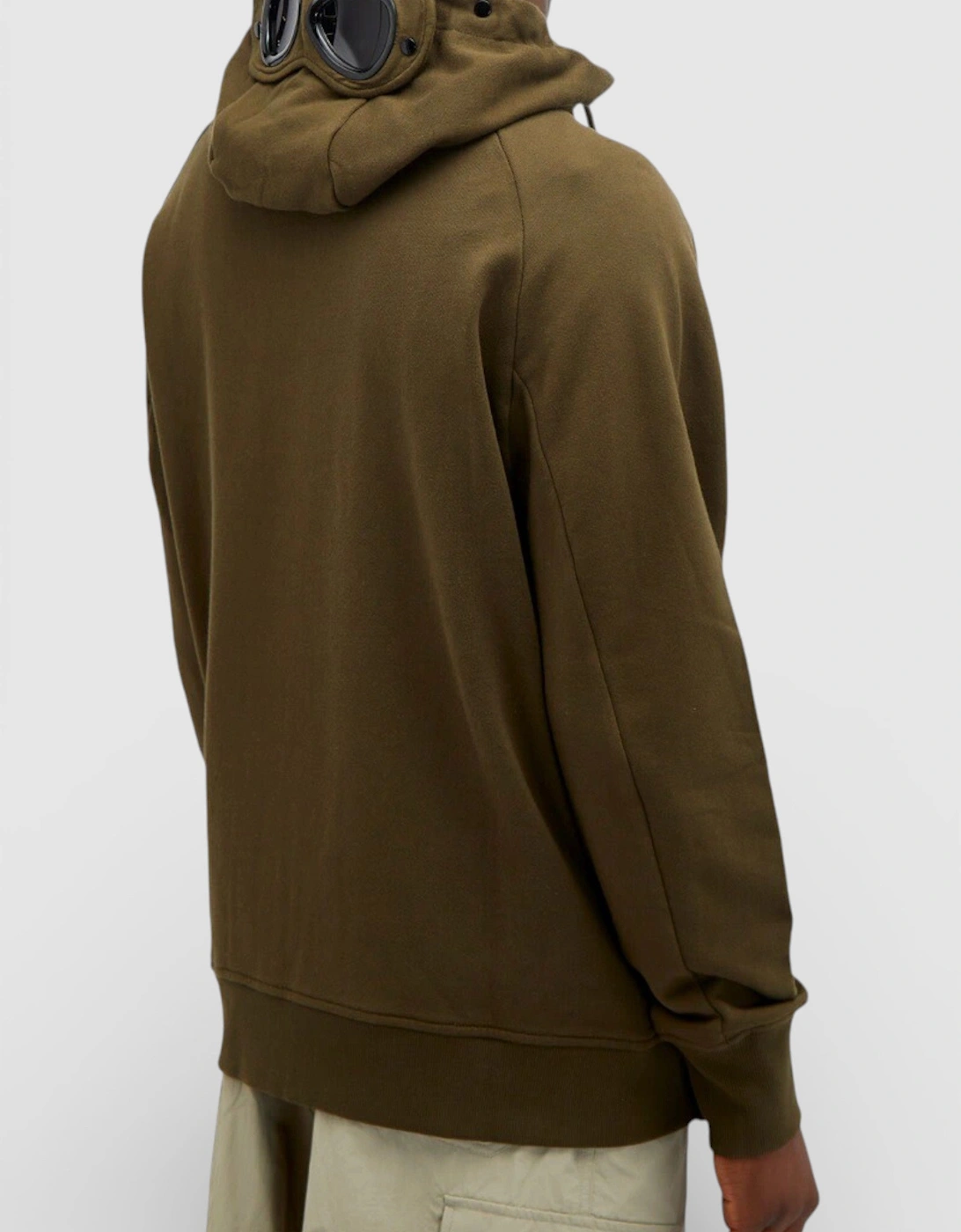 C.P. Company Diagonal Fleece Zip Goggle Hoodie Ivy Green