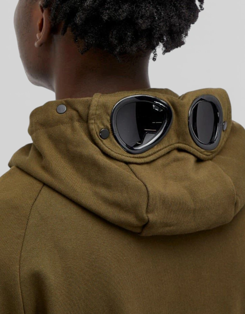 C.P. Company Diagonal Fleece Zip Goggle Hoodie Ivy Green