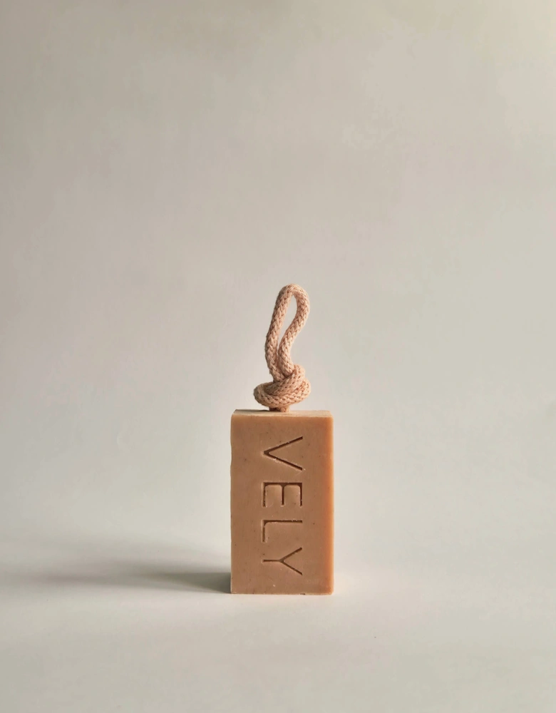 Natural Handmade Soap On A Rope With Pink Clay  "Amélie"