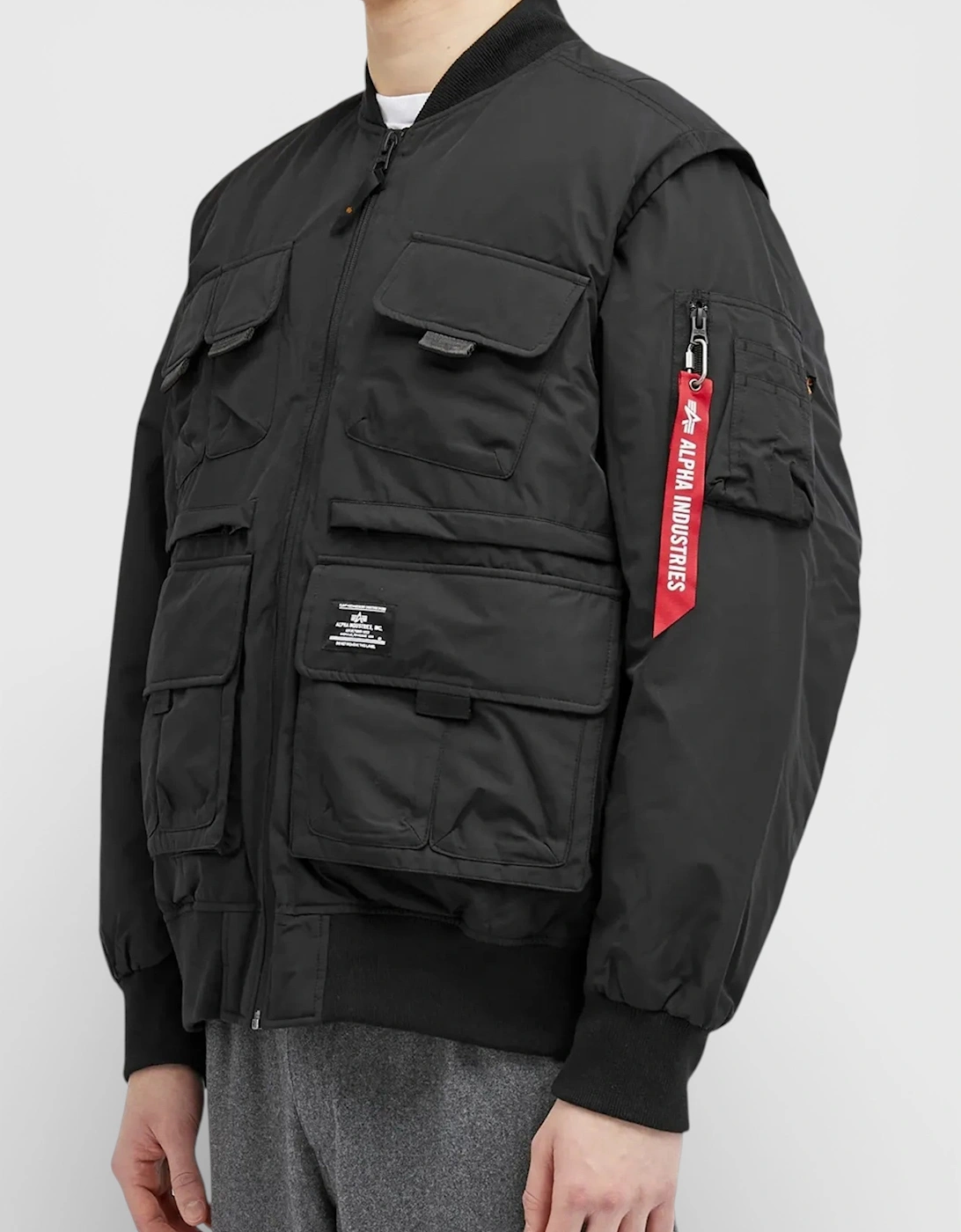 Men's Multi Pocket Flight Jacket Black