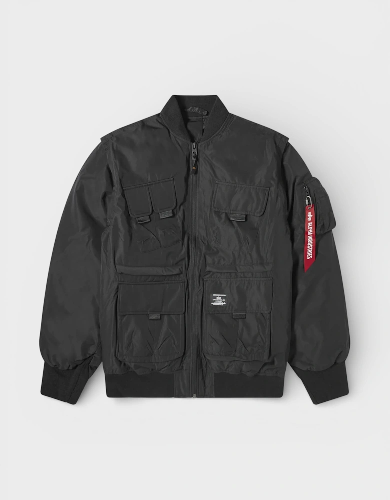 Men's Multi Pocket Flight Jacket Black