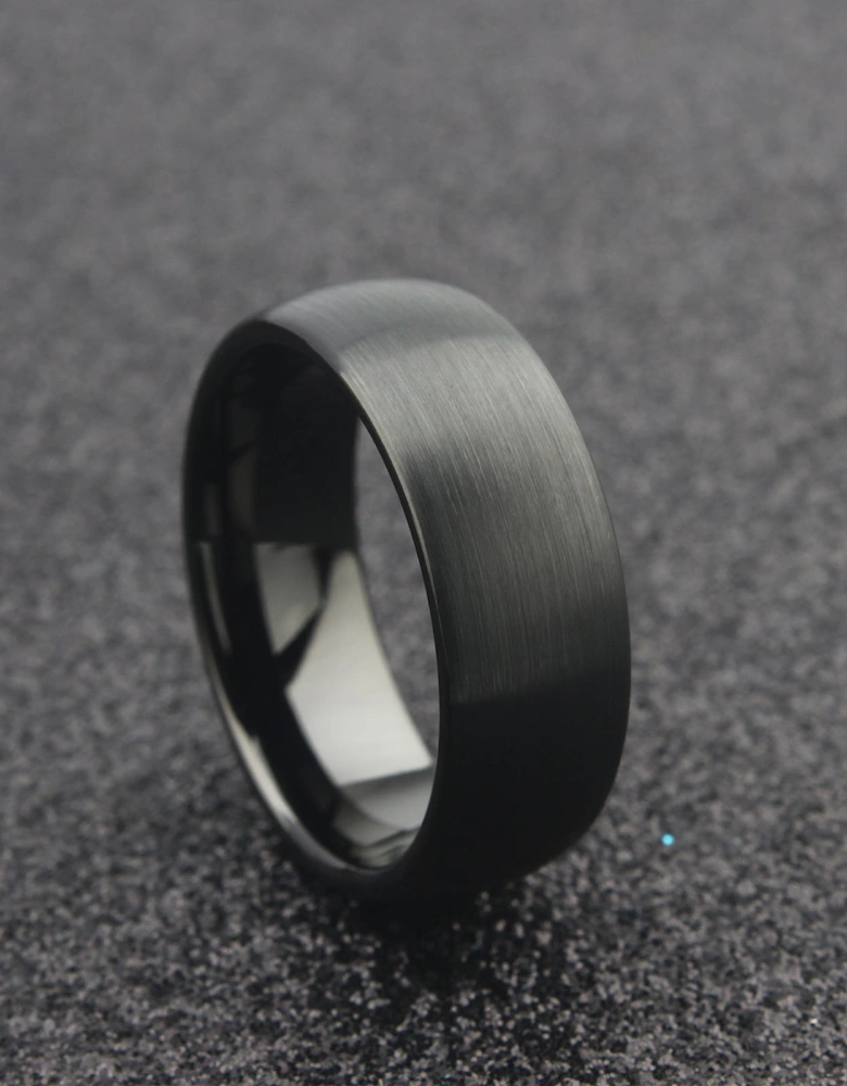 The Antares - 8mm Brushed Black Tungsten Ring