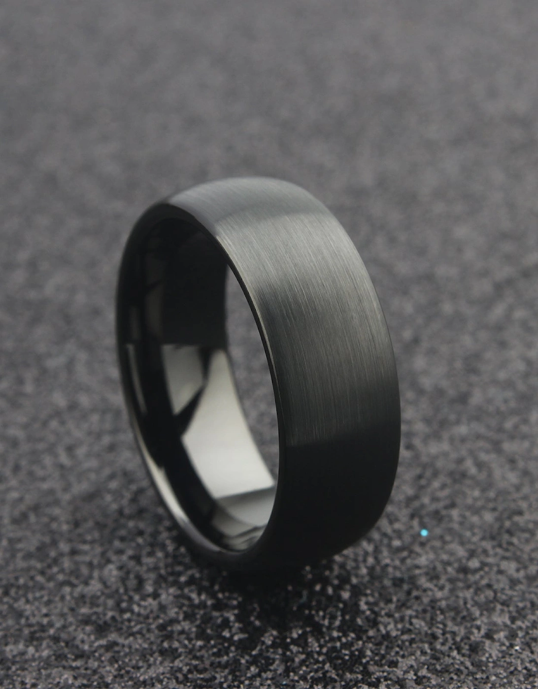 The Antares - 8mm Brushed Black Tungsten Ring