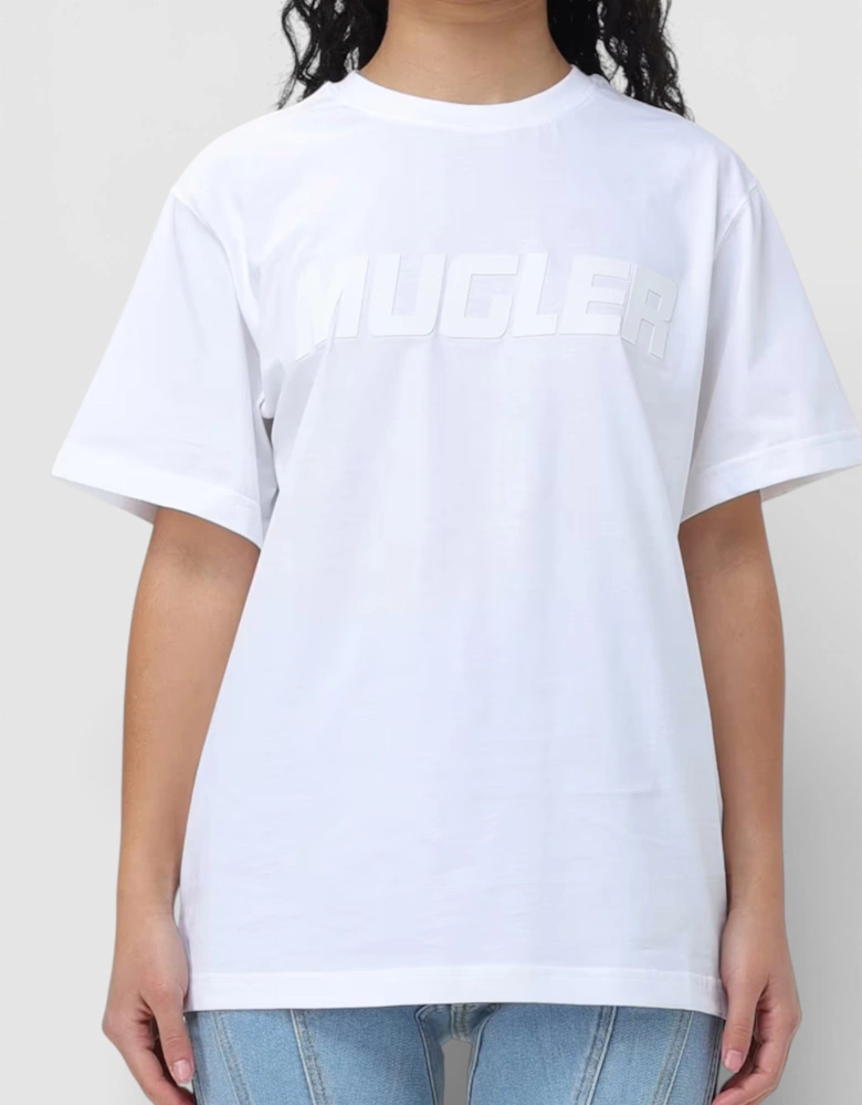 Logo Print Oversized Tee Warm White