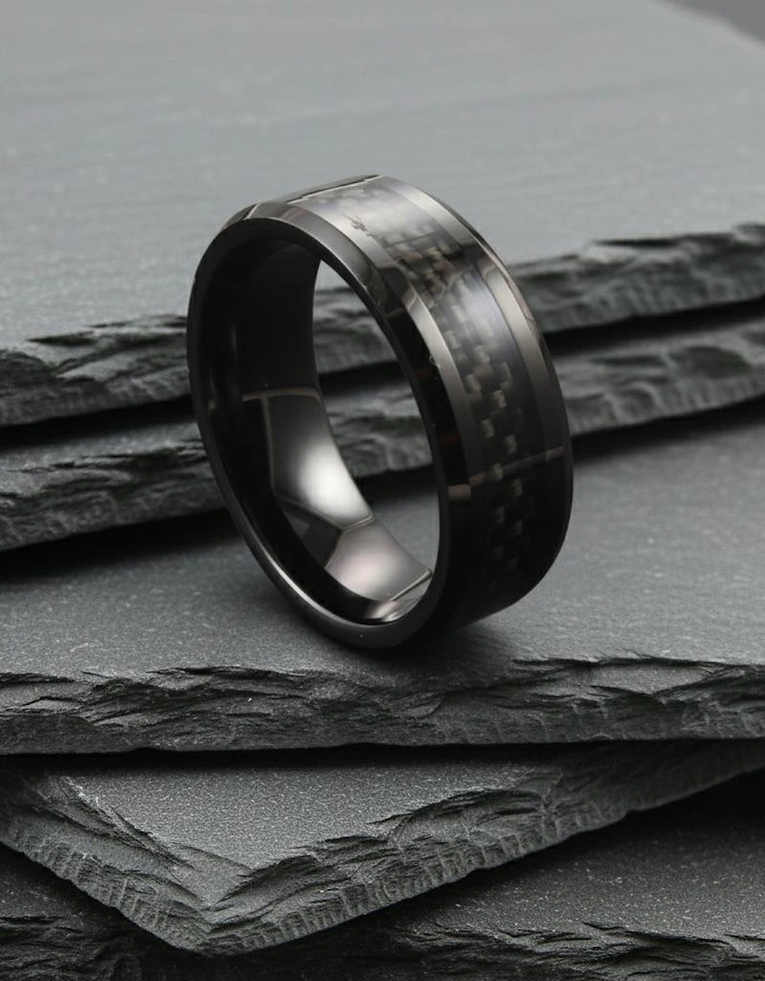 The Arcturus - 8mm Black Tungsten & Carbon Fibre Ring, 4 of 3