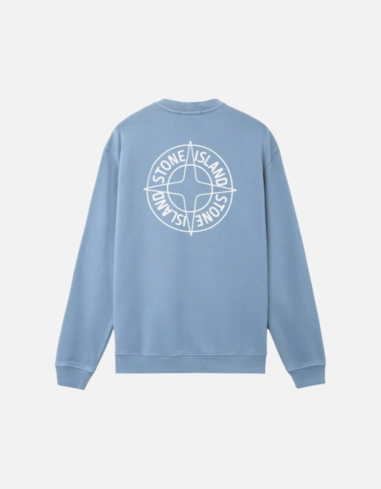 Cotton Fleece Compass Logo Print Avio Blue Sweatshirt