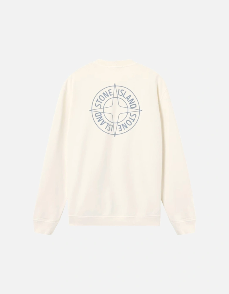 Cotton Fleece Compass Logo Print Ivory Sweatshirt