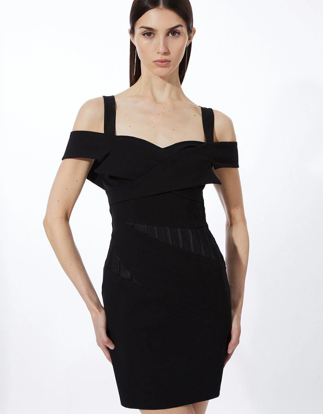 Petite Ponte And Power Mesh Jersey Mini Dress, 2 of 1