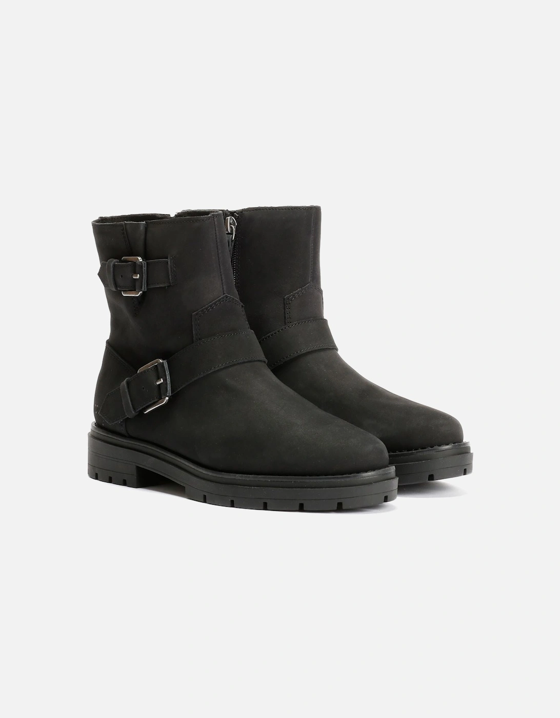 Ionie Moto Nubuck Leather Women's Black Boots, 9 of 8