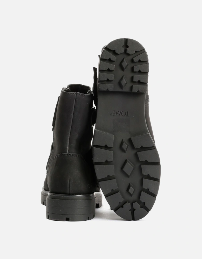 Ionie Moto Nubuck Leather Women's Black Boots