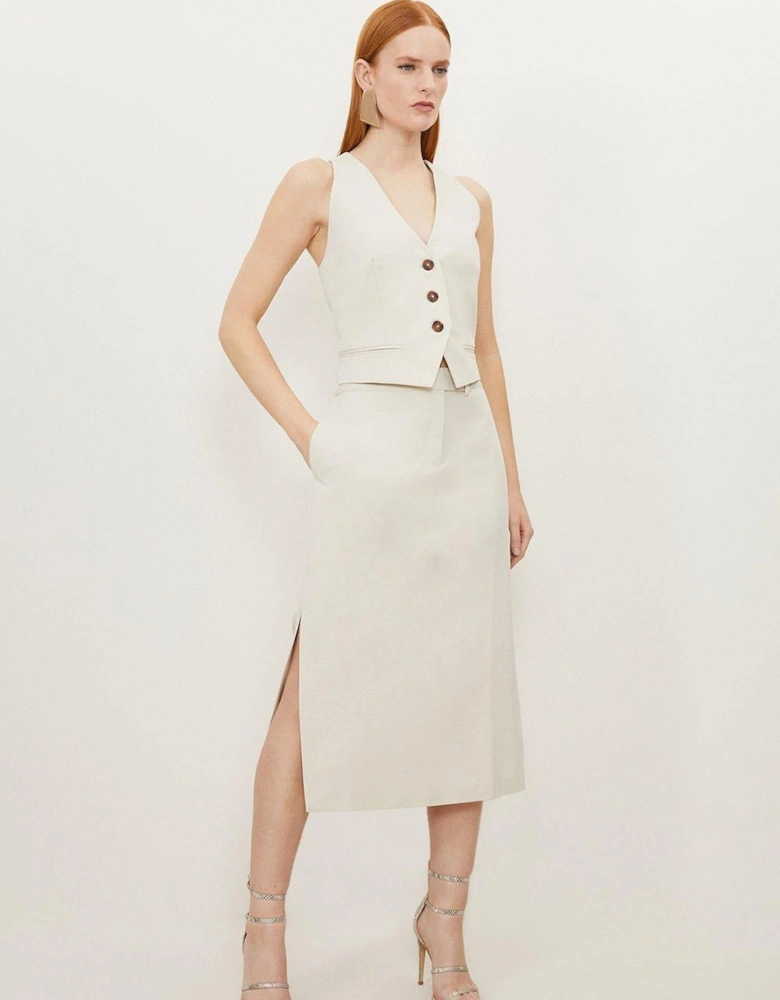 Petite Tencel Side Split Tailored Maxi Skirt