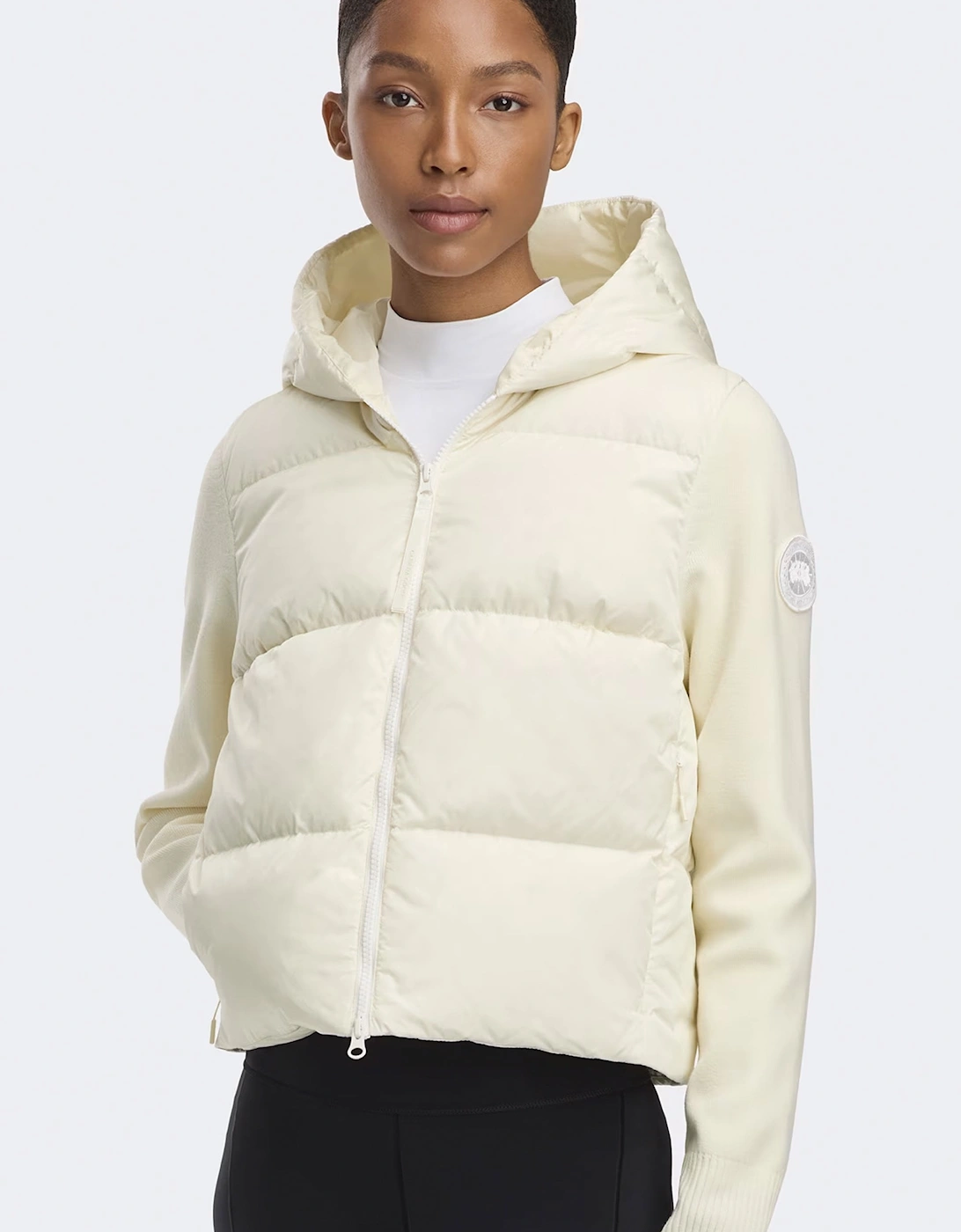 WOMENS HYBRIDGE WIDE QUILT KNIT HOODY