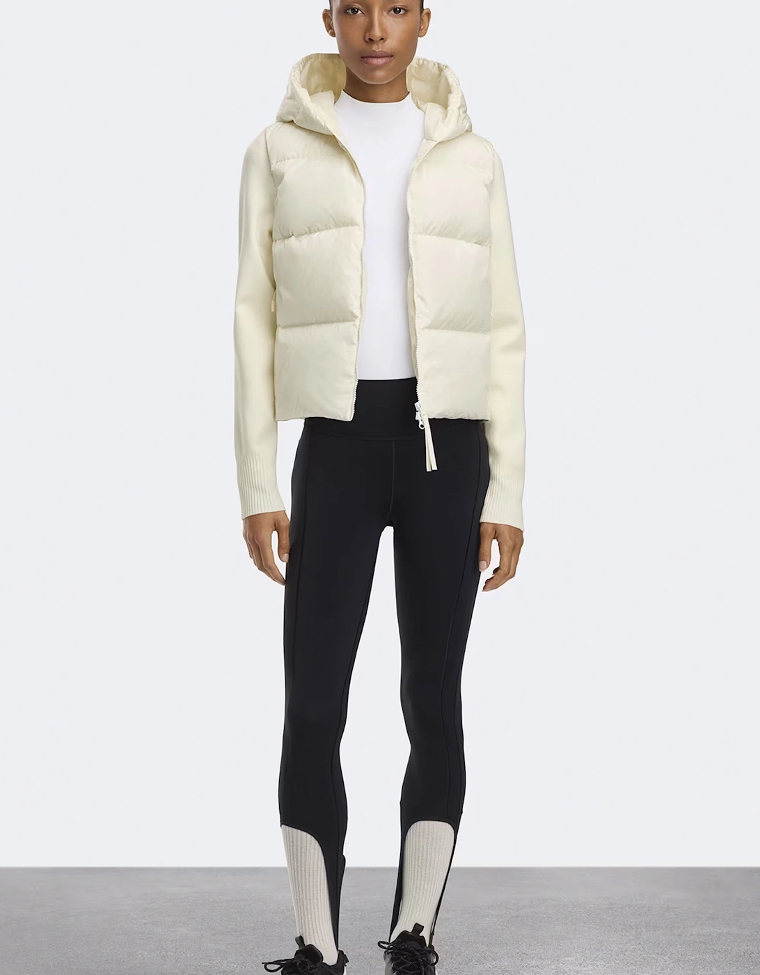 WOMENS HYBRIDGE WIDE QUILT KNIT HOODY