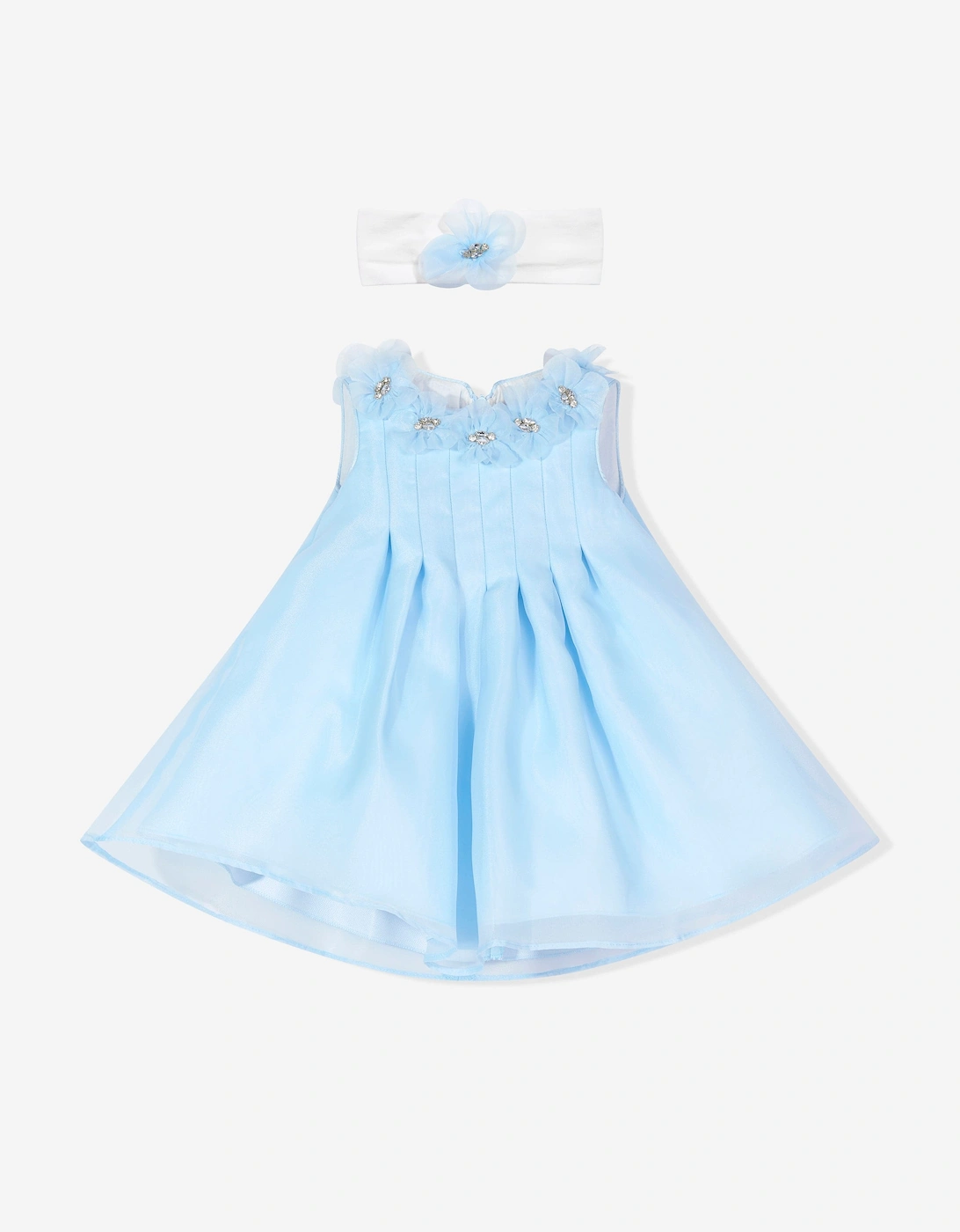 Baby Girls Occasion Dress with Headband in Blue, 6 of 5