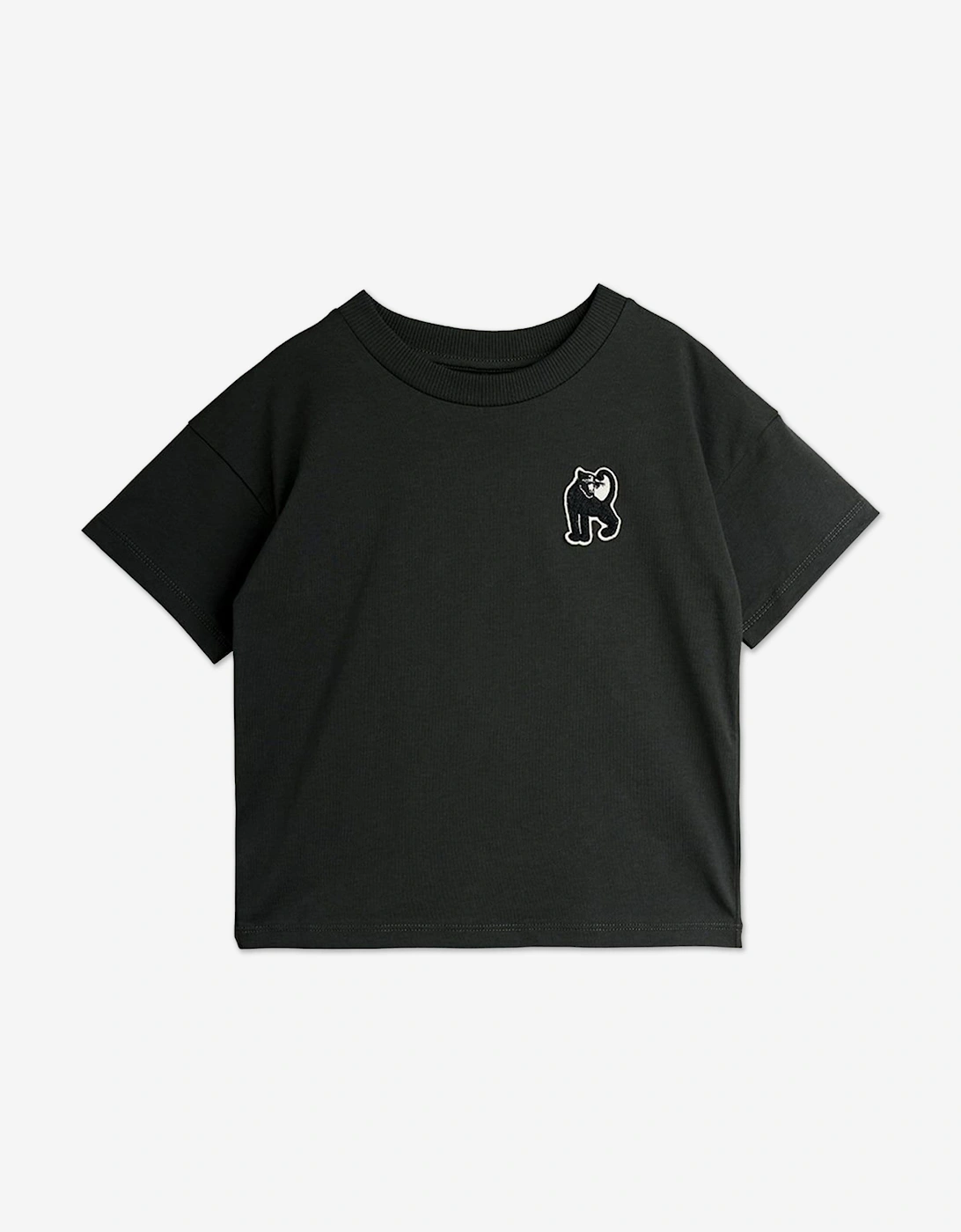Mini Rodini Girls Black 'S Panther Patch T-Shirt In  116-122 Cm Size 5-7 Yrs Kids