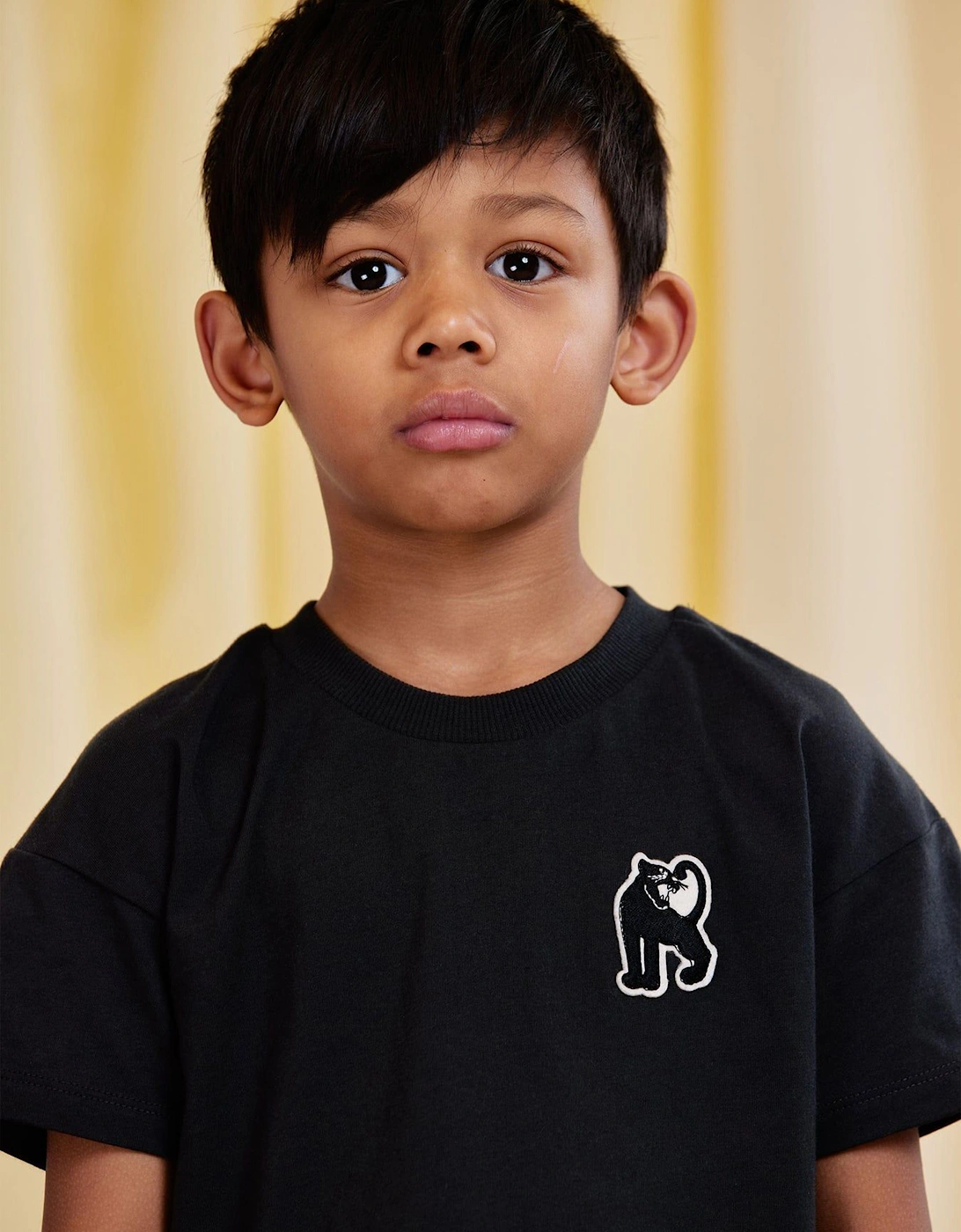 Kids Panther Patch T-Shirt in Black