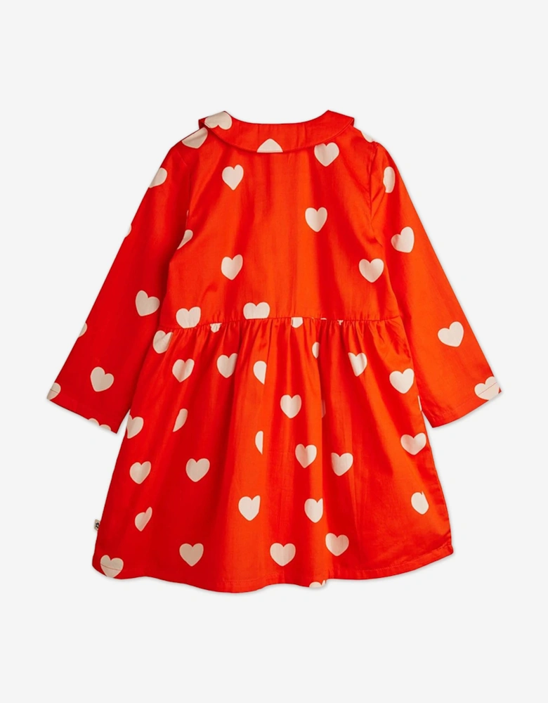 Girls Hearts AOP Shirt Dress in Orange