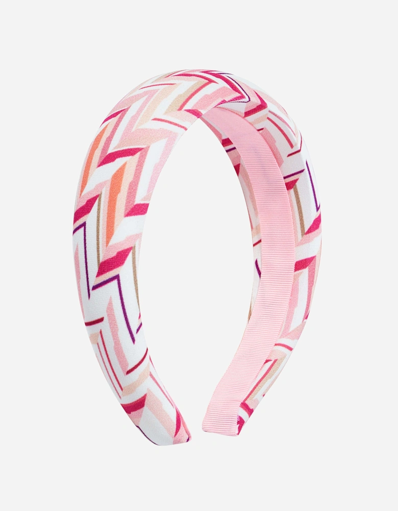 Girls Zigzag Knit Headband in Pink
