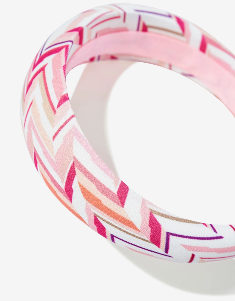 Girls Zigzag Knit Headband in Pink