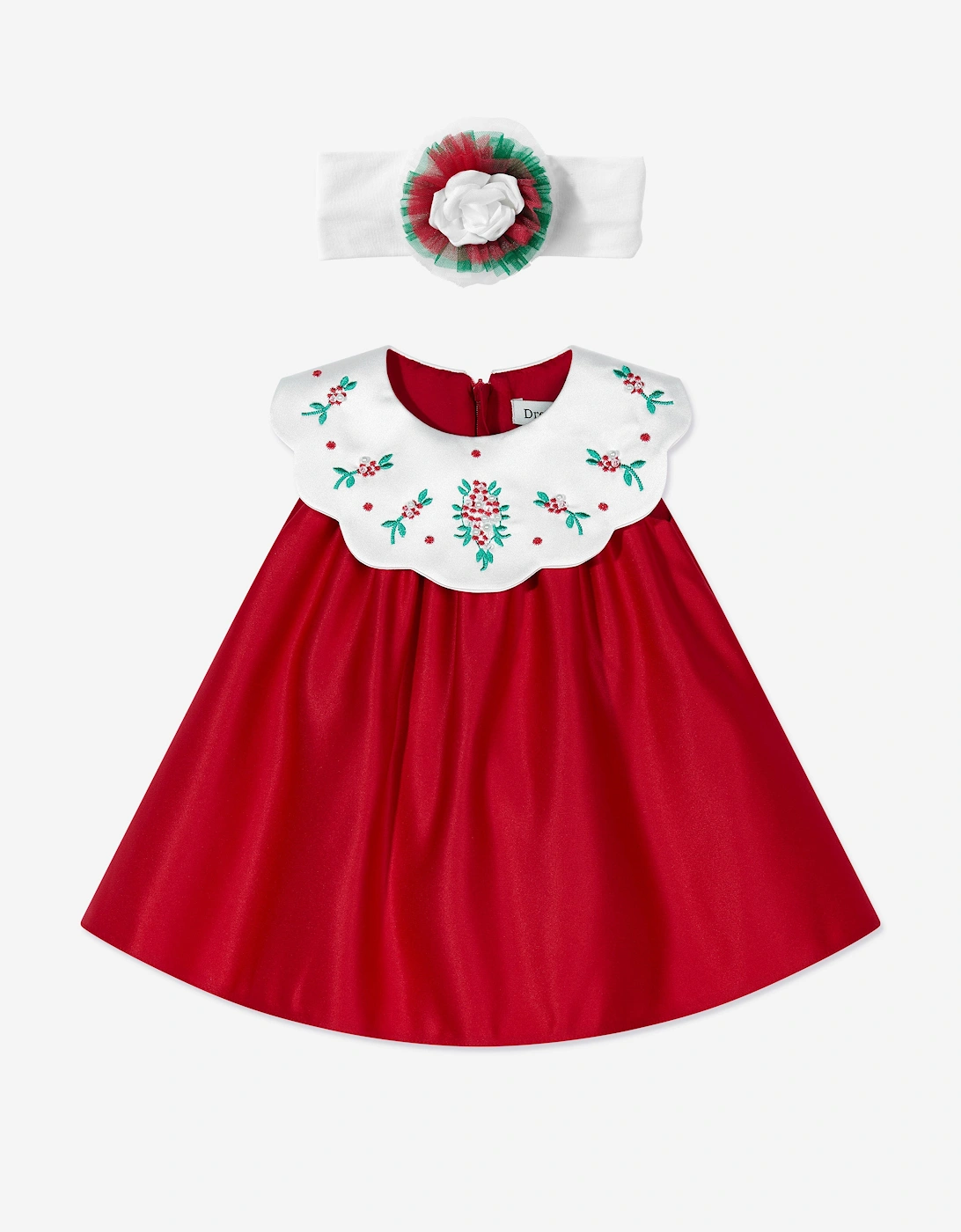 Baby Girls Occasion Dress with Headband in Red, 6 of 5