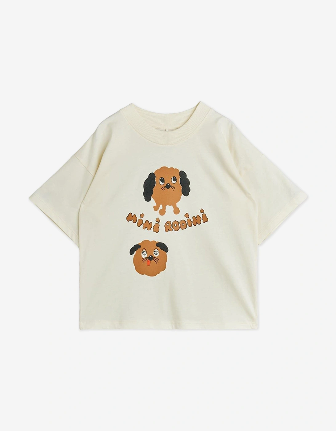 Mini Rodini Girls Cream 'S Doggies T-Shirt In Ivory  116-122 Cm Size 5-7 Yrs Kids