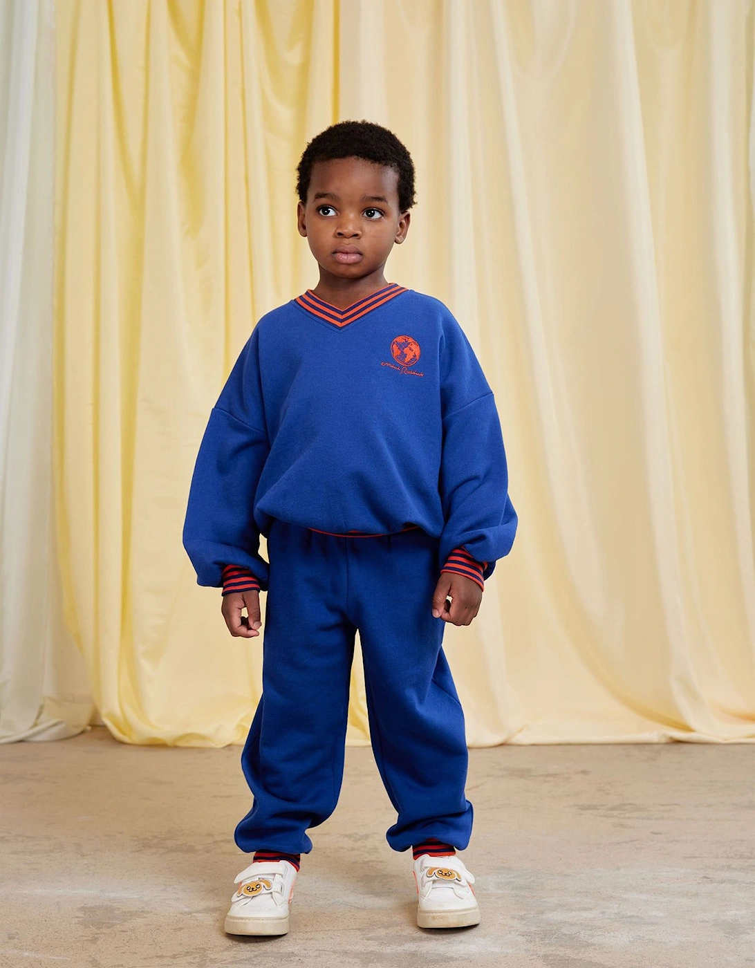 Kids Striped Rib Joggers in Blue