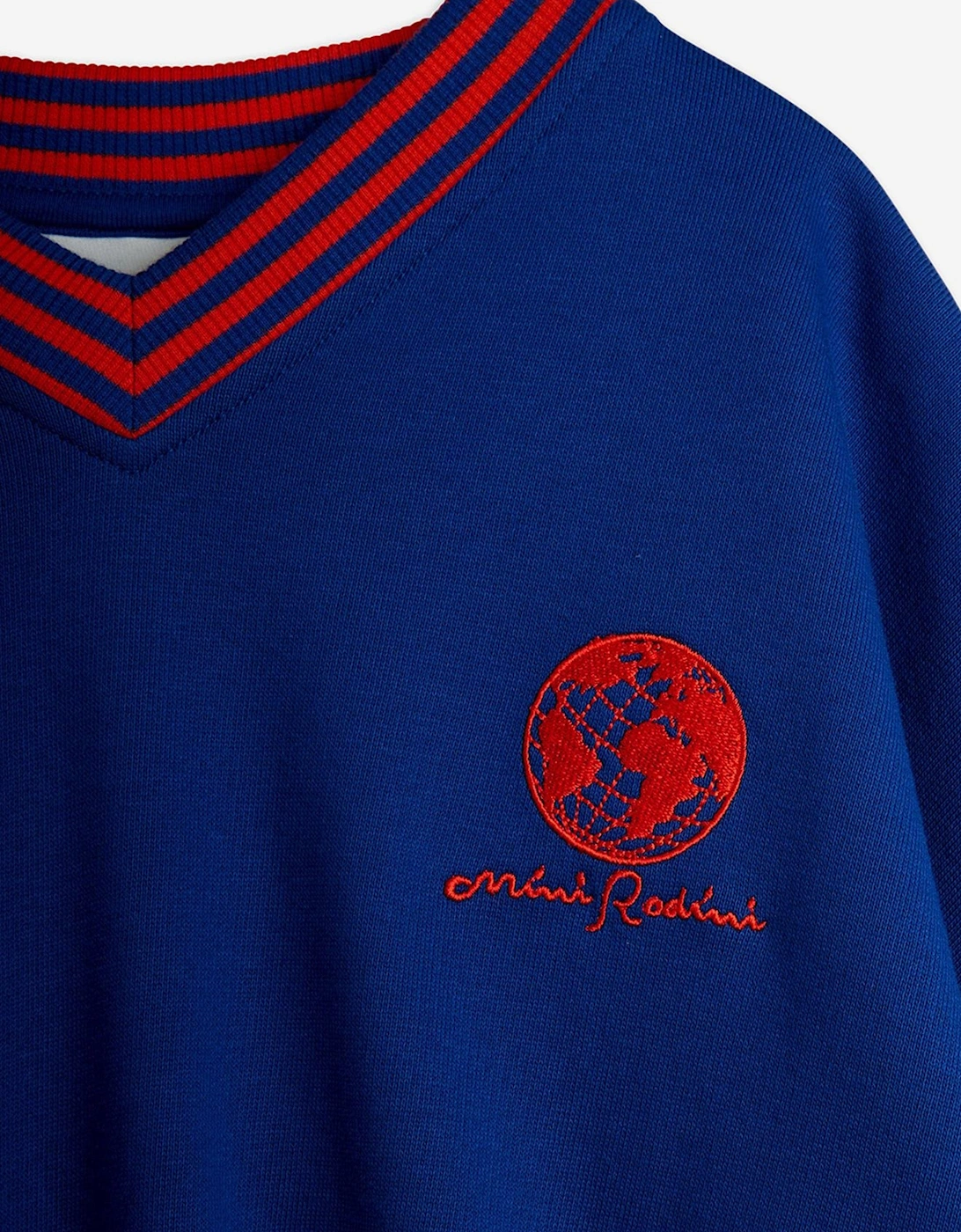 Kids Embroidered Earth Sweatshirt in Blue